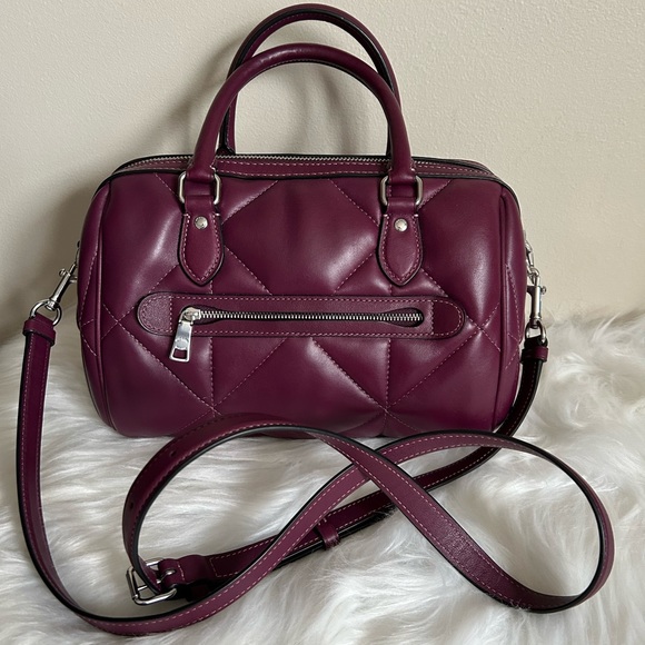Coach Rowan Satchel Duffle with Diamond Quilting Deep Berry - Picture 3 of 9